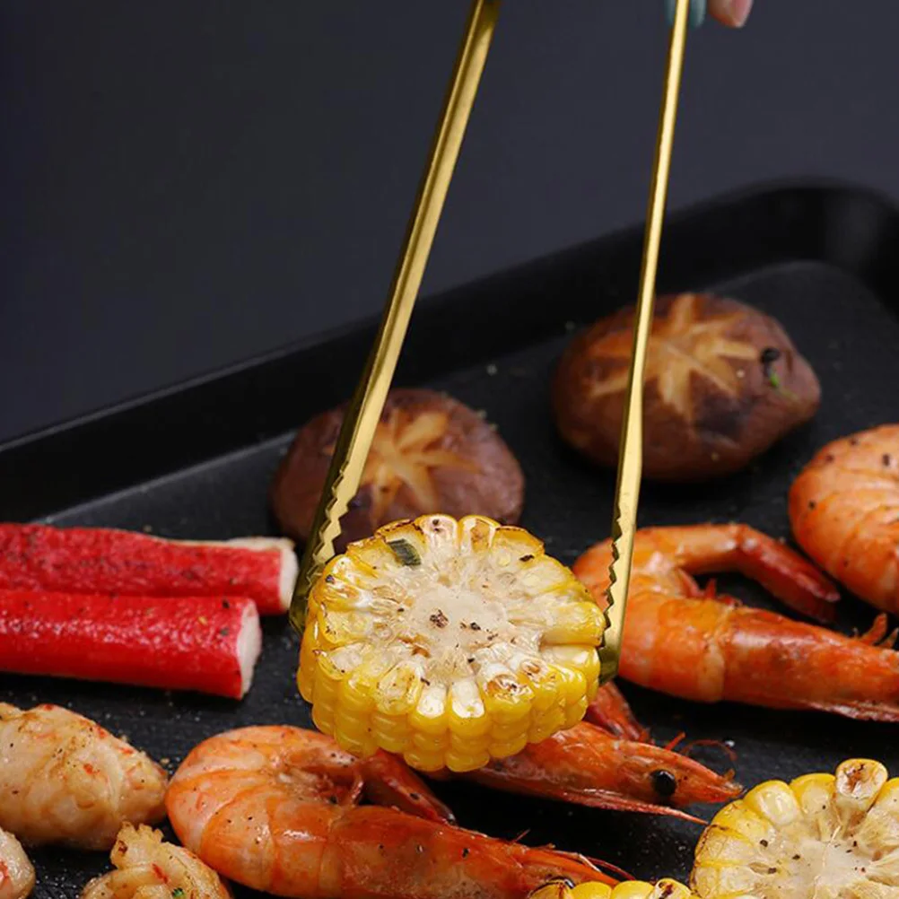 

1pc Food Tong Stainless Steel Serrated Design Heat Resistant Rust Proof Lightweight For Bbq Buffet Wedding Party Home Hotel