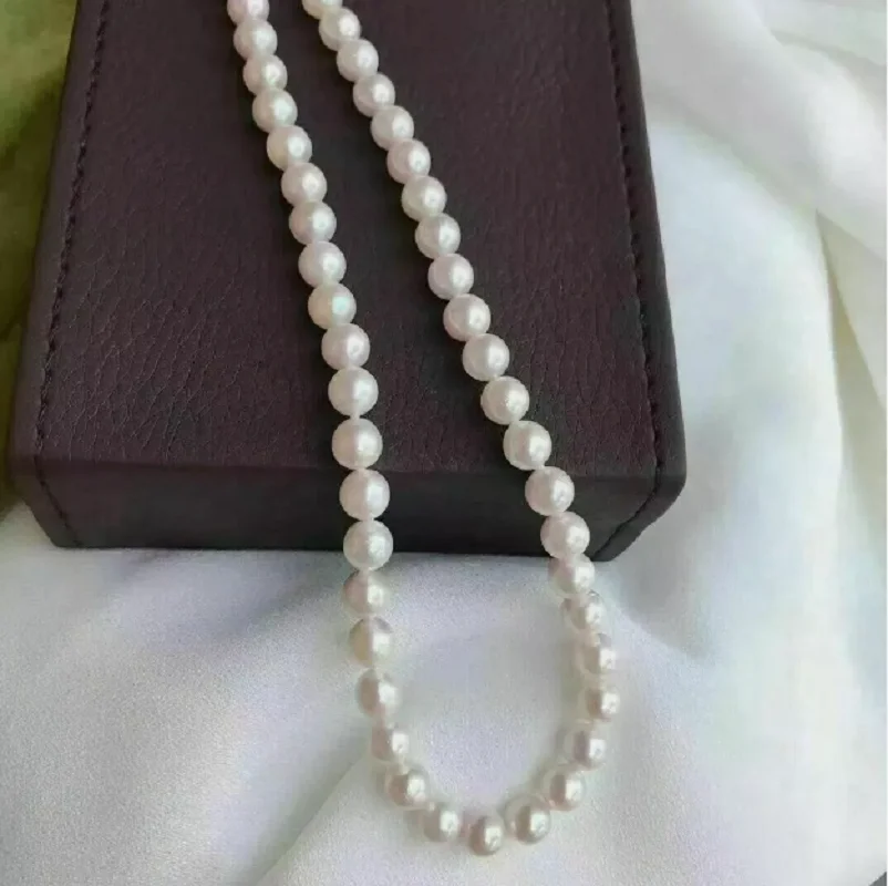 Beautiful Japanese Akoya AAAA 7-8mm White 14k Pearl Necklace 18inch