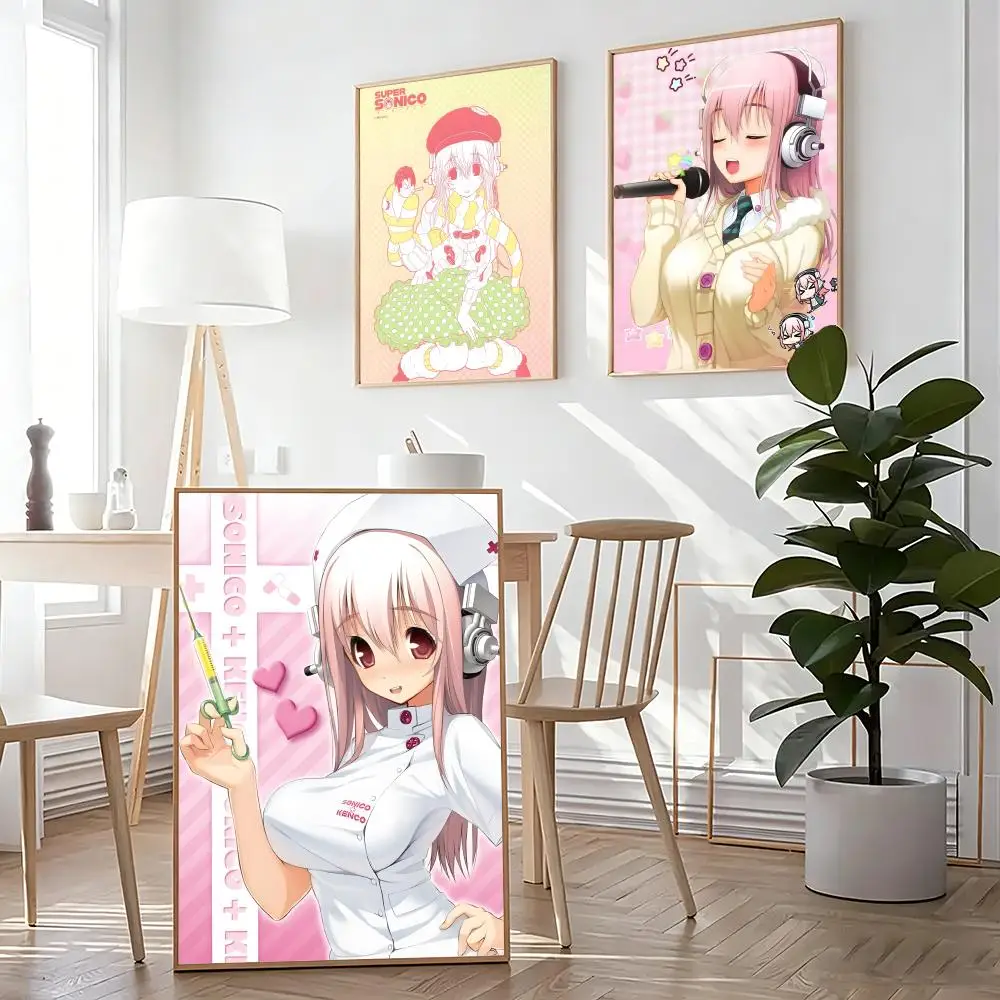 Kwaii Cute Anime S-Super S-Sonico Painting Calligraphy Painting Posters and Prints Art Print Home Decor Art Gifts