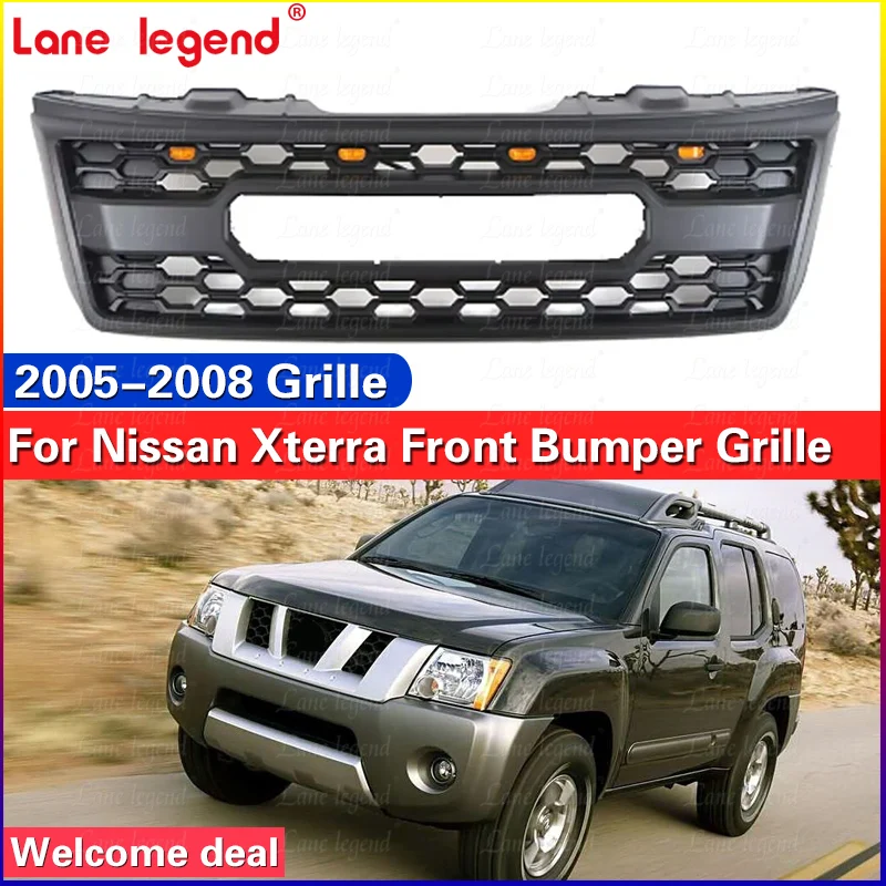 Auto Parts Grill With Led Lights Front Bumper Grille Modification Accessories Decoration For NISSAN XTERRA 2005-2008