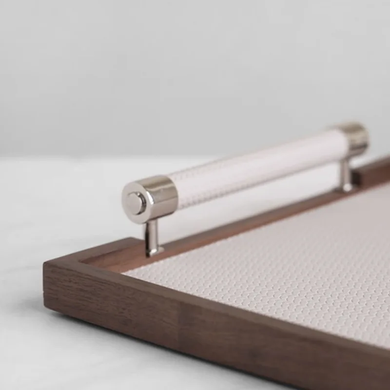 EvaluWooden-Plateaux de rangement amovibles, plateaux rectangulaires de maquillage de luxe, plateaux de table en cuir alimentaire, escaladeur d'épices, cuisine décorative