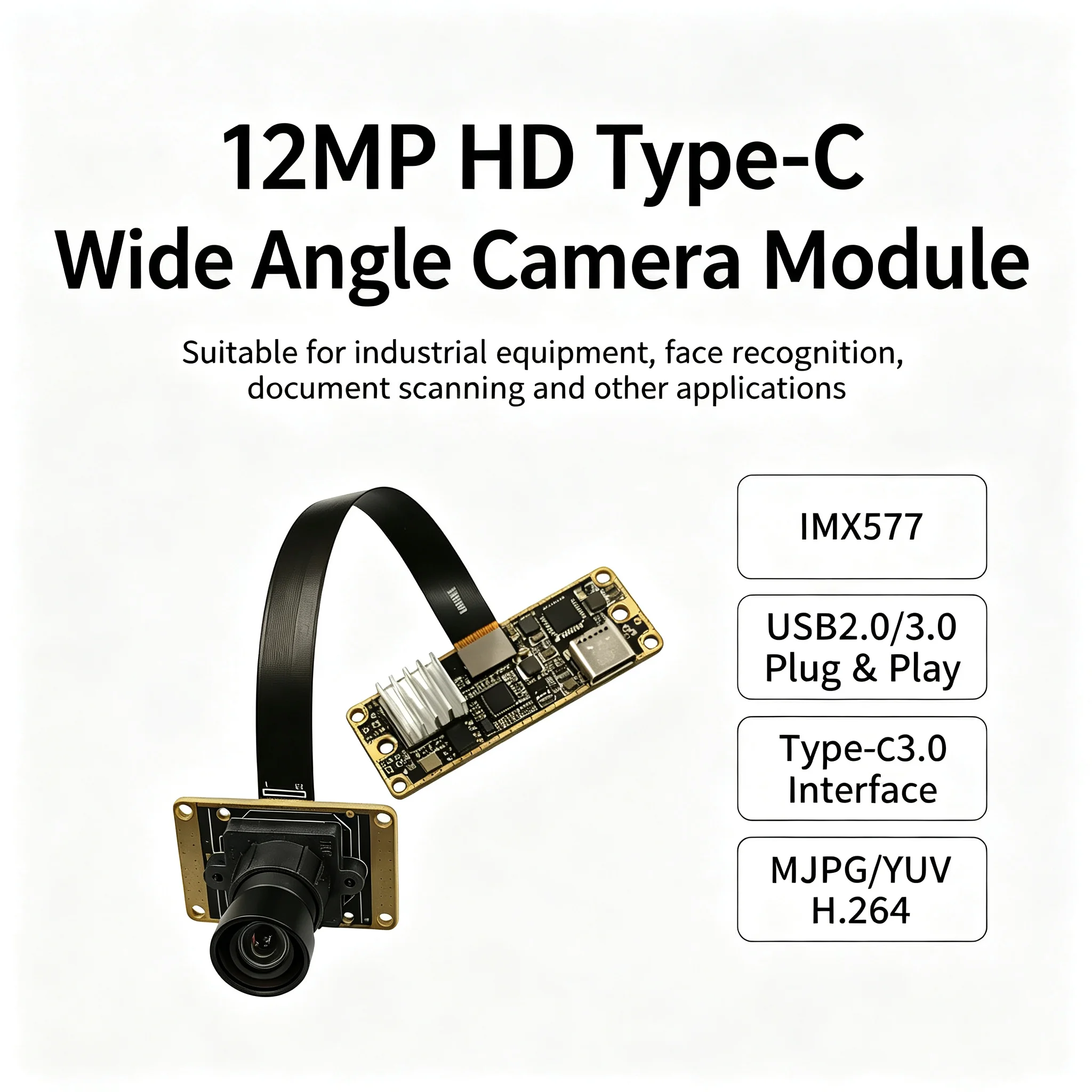 IMX577 12MP USB3.0 Camera Module Type-C 3.0 No Driver Document Scan