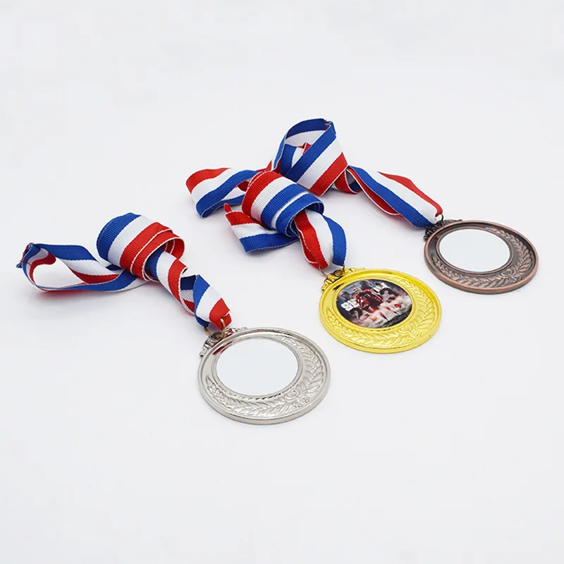 10pcs/lot Sublimation Blanks Zinc Alloy Medals With Ribbon For Sport/School/Graduation/Business/Birthday Use