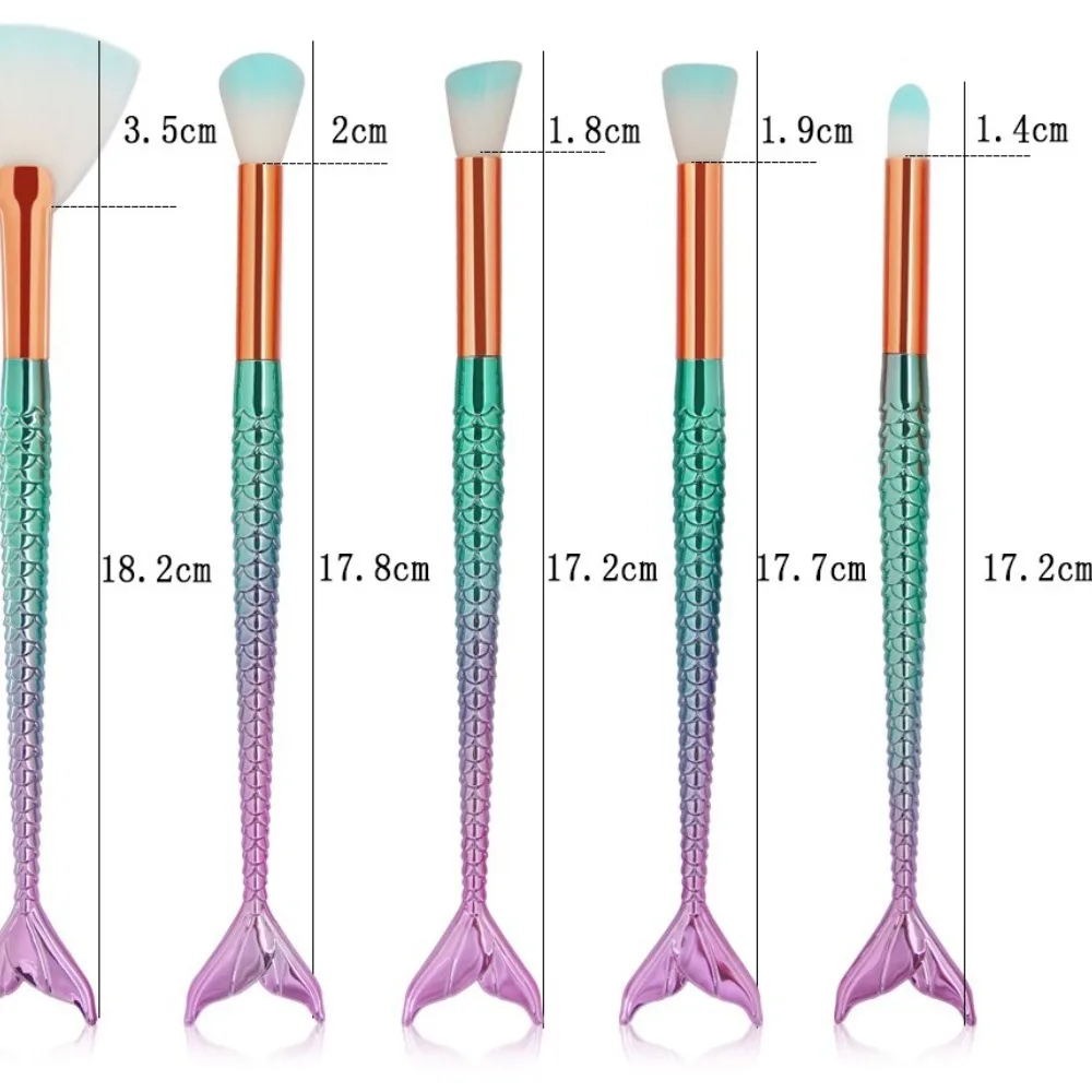 Juego de brochas de maquillaje de 11 Uds., Kit de brochas de ojos de sirena a la moda, resaltador de colorete, máscara de ojos, juego de brochas de maquillaje de sirena