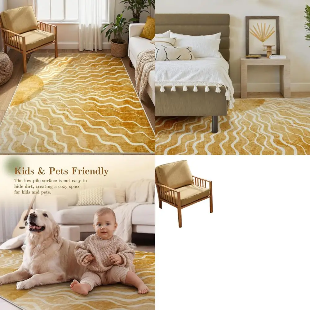 

Ковер в богемном стиле омбре, желтый, 5x7 футов - машинная стирка, мягкий, нескользящий, для детей, гостиной и игровой комнаты