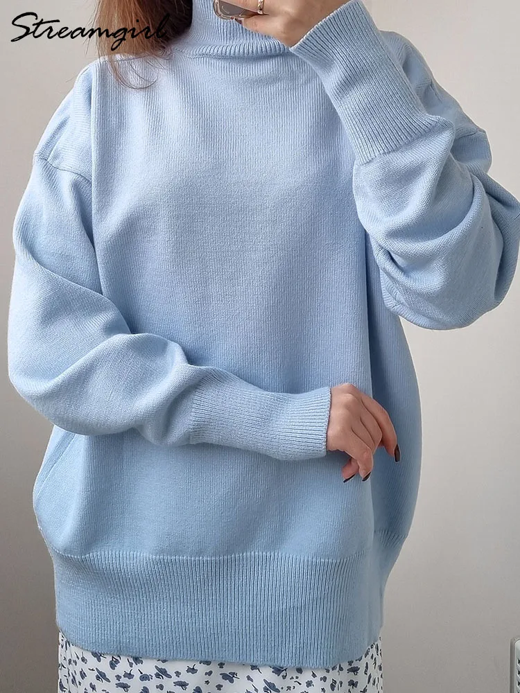 Streamgirl Sweater rajut wanita musim dingin, atasan hangat Turtleneck untuk wanita, 2023 leher kura-kura, Pullover rajut Musim Dingin Wanita