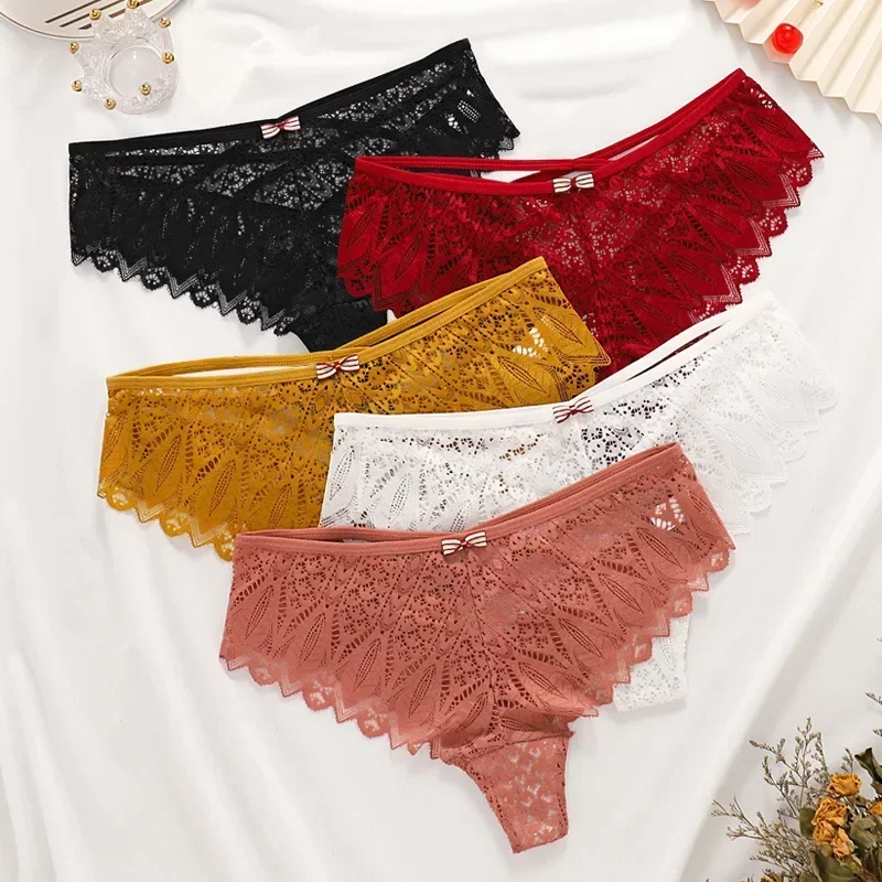 Nova calcinha feminina renda roupa interior sexy cintura baixa briefs oco para fora g string underpant sólido confortável lingerie feminina