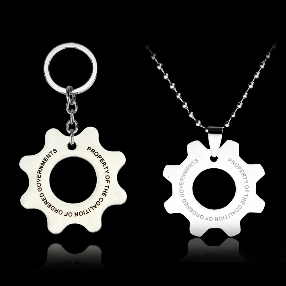 2pcs/set Hot Sale War Machine Necklace Stainless Steel Reaction Furnace Necklace For Men Women Fans Keychain