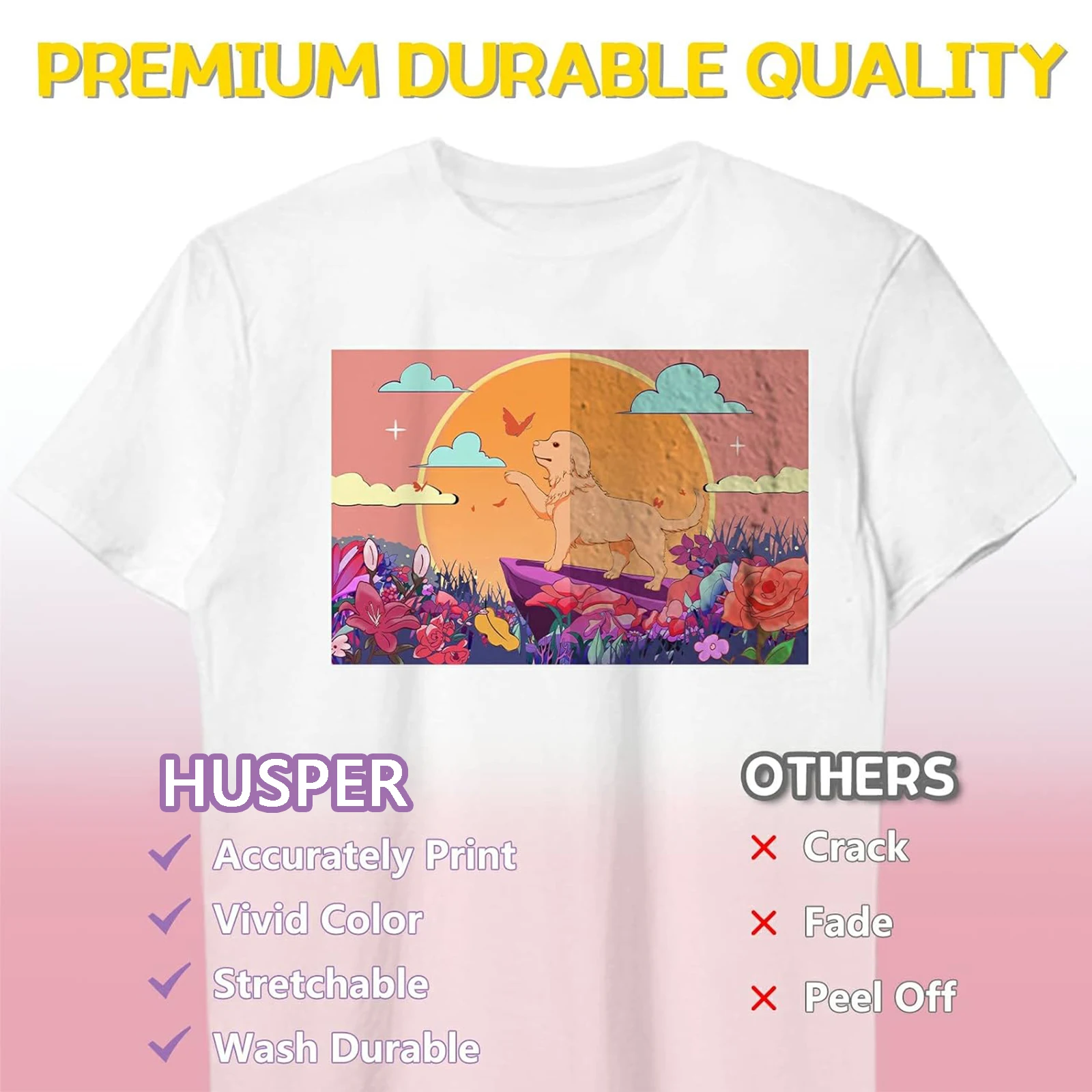 10 أوراق مقاس A4 حديد على ورق نقل للتي شيرت الخفيف مقاس 8.3 × 11.7 بوصة ورق نقل الحرارة للطابعة النافثة للحبر، سهل الاستخدام