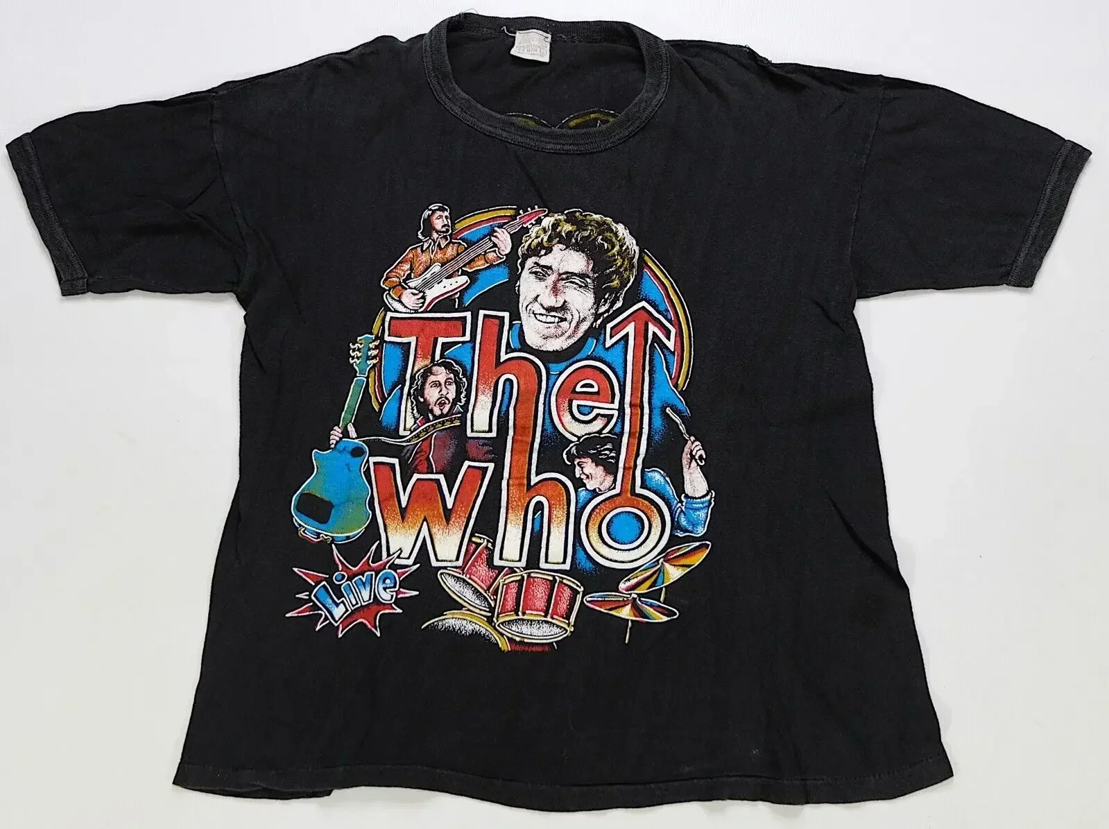 

Rare VTG FANTASY The Who Live On Tour T Shirt 70s 80s Mick Jagger Rock Band SZ L