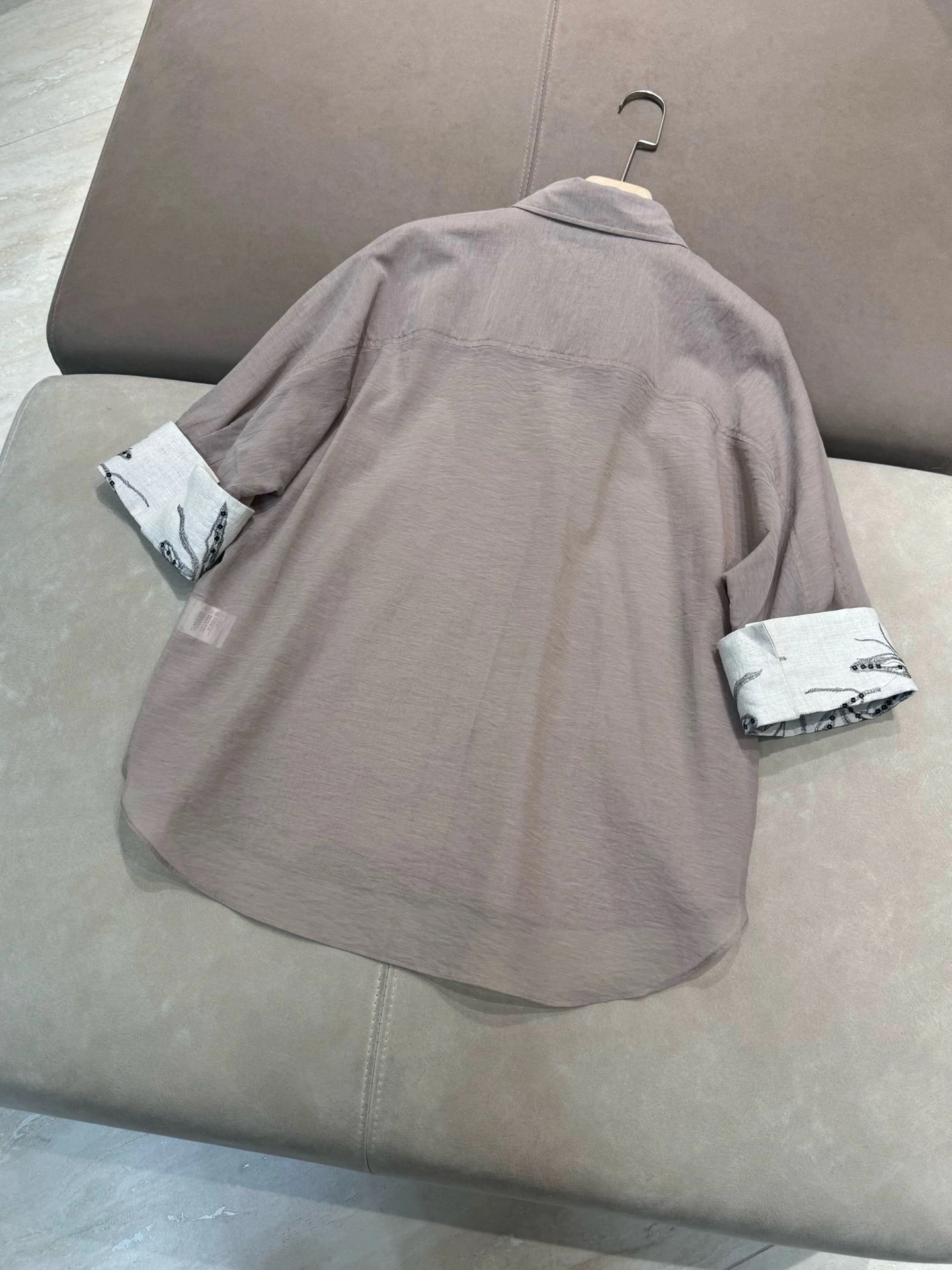 Spring Summer New Heavy Embroidery Cotton Medium-sleeved Casual Loose Shirt All-match