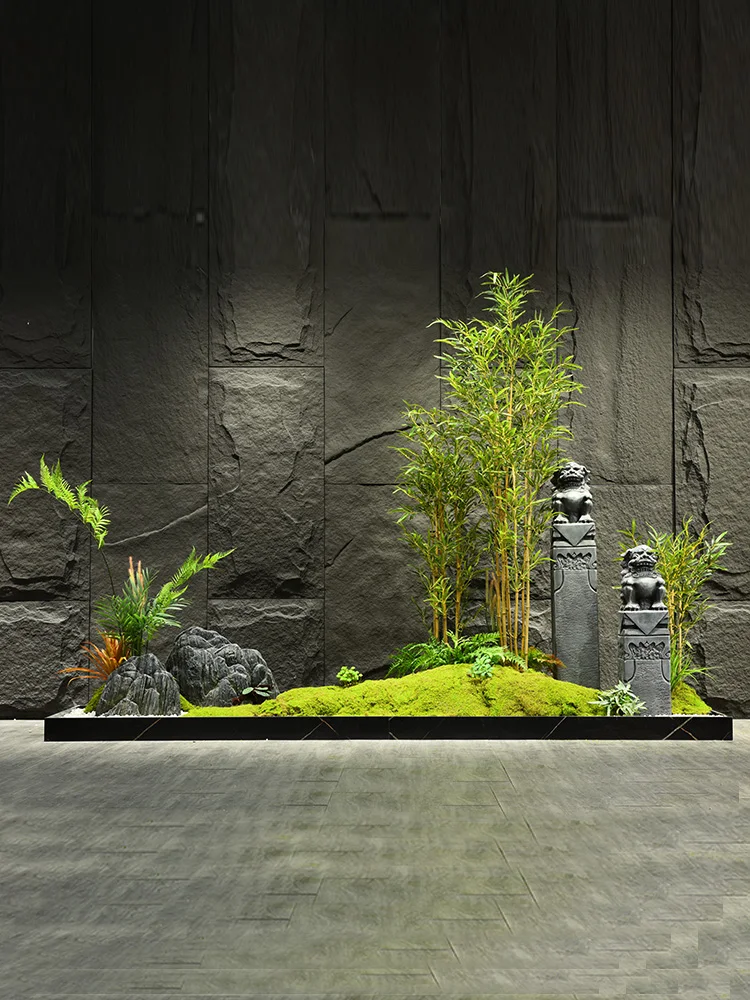 New Chinese indoor landscaping simulation bamboo potted rockery ornaments