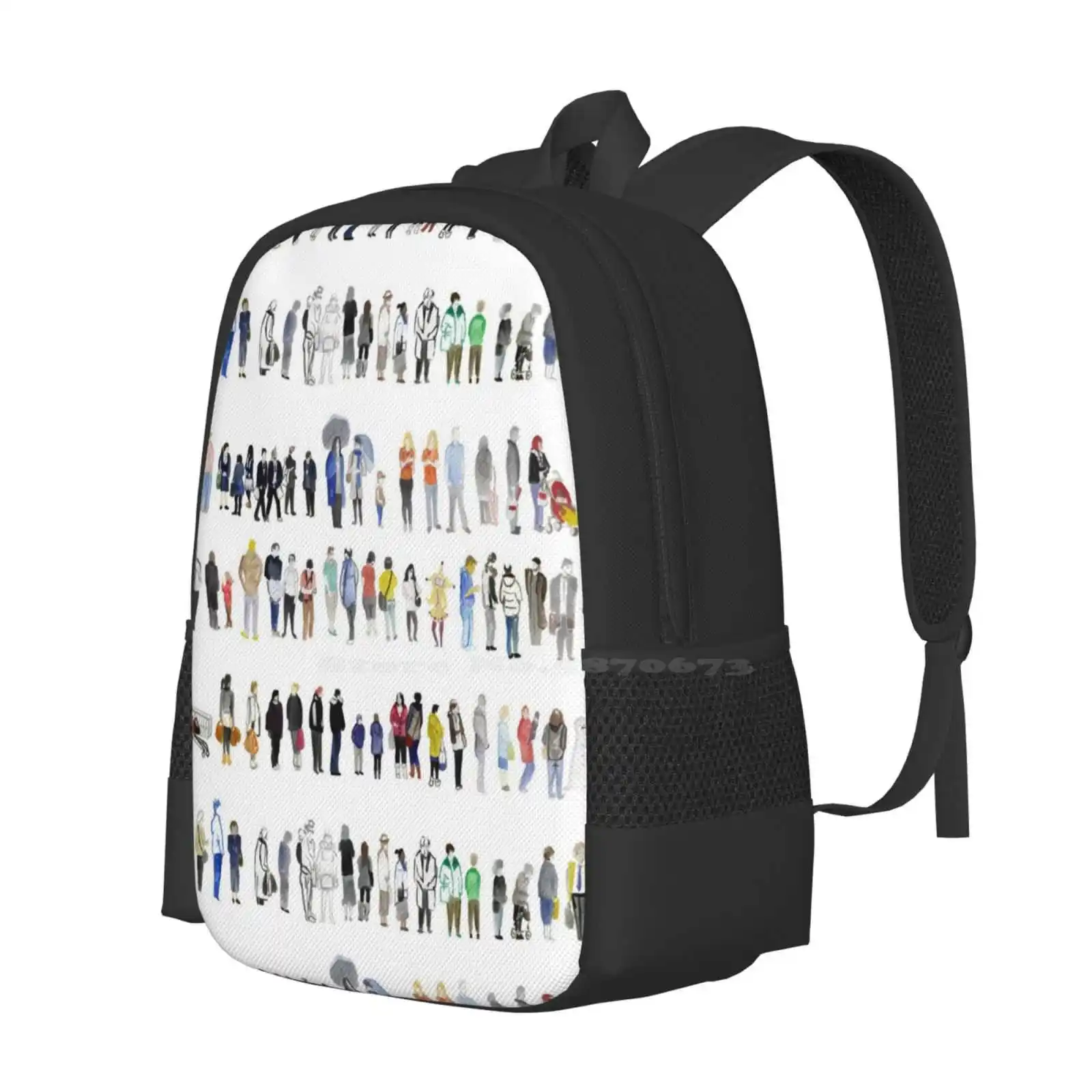 Major Queuing Hot Sale Schoolbag Backpack Fashion Bags Queue Queuing Watercolour Watercolor English British Long Manners