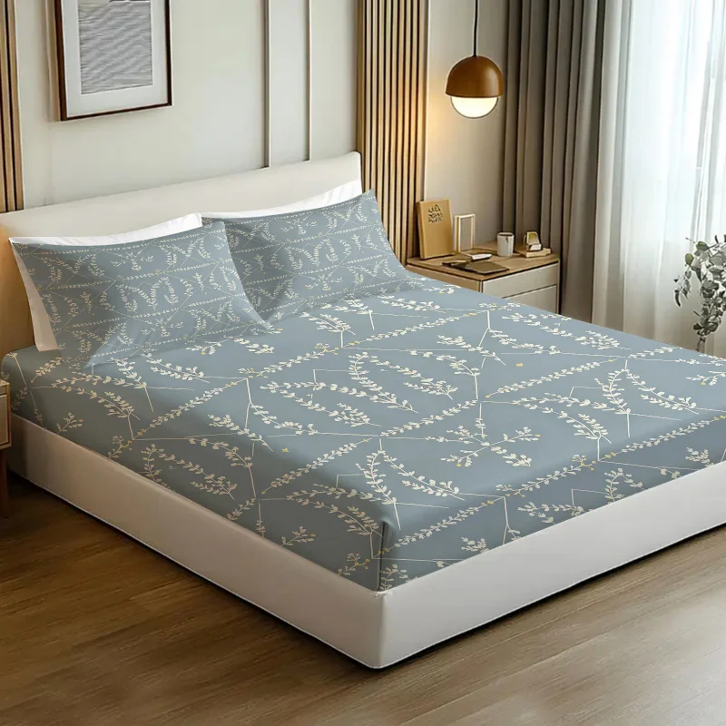 Lattice Floral Print Fitted Sheet Set Bed Sheet Set Bedding Set No Fillers Stretch Soft Pastel Bedroom Floral Bedding Decor