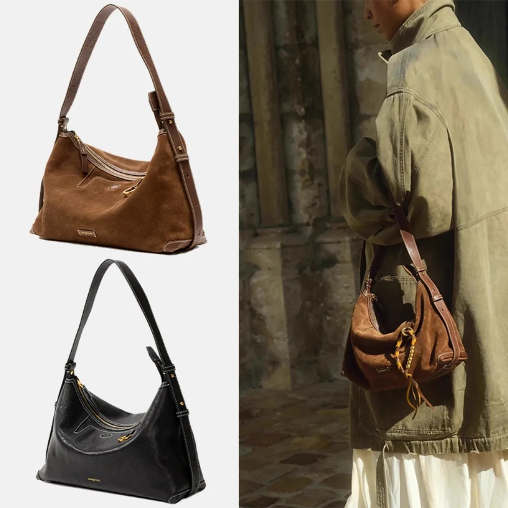 

Hobo Bag Vegetable Tanned Suede Underarm Commuting Dumpling Bag Women