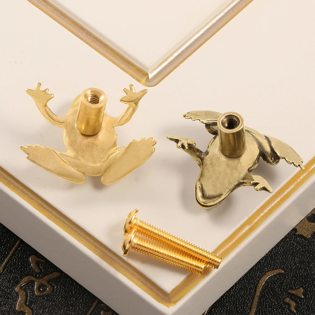 

Toad Door Handles 3.6×3cm Artistic Toad Brass Door Handles Toad Brass Door Handle 2pcs Decorative Accents Artistic Hardware