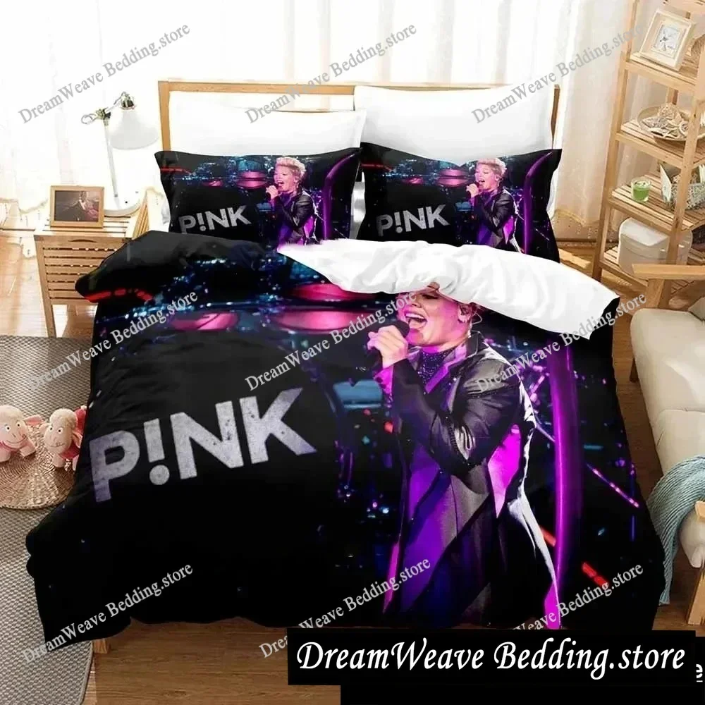 Personality Hip Hop Pink Singer Tour Bedding Set Duvet Cover Bed Set Quilt Cover Pillowcase Comforter King Queen Size Boys Adult