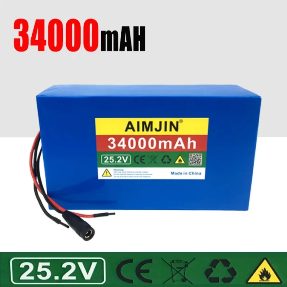 

6S10P 18650 Lithium-Ion Battery Pack 25.2V 34000mAh Rechargeable with BMS for Scooters Includes 25.2V 2A Charger