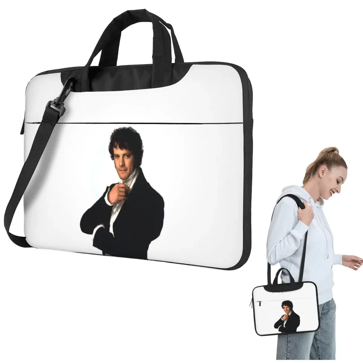Colin Firth como o Sr. Darcy em Orgulho e Preconceito, bolsa transversal para laptop, bolsa para computador, bolsa para notebook de 13, 14 e 15,6 polegadas para Lenovo