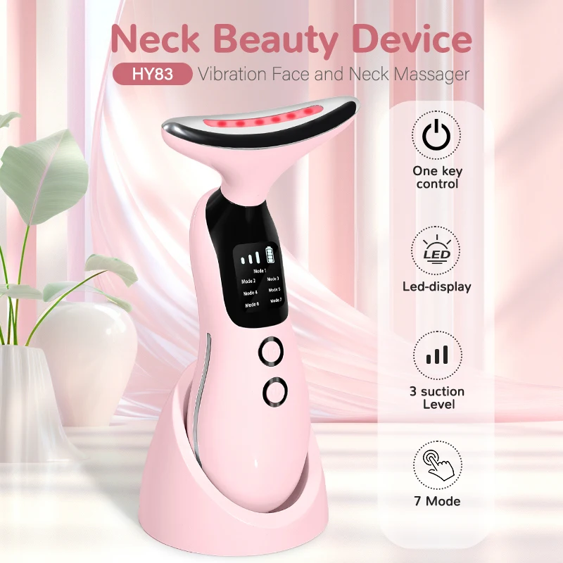 7 Colors LED Lights Face Neck Beauty Device Vibration Massage Improve Neck Lines Reduce Double Chin Neck Lifting Massager