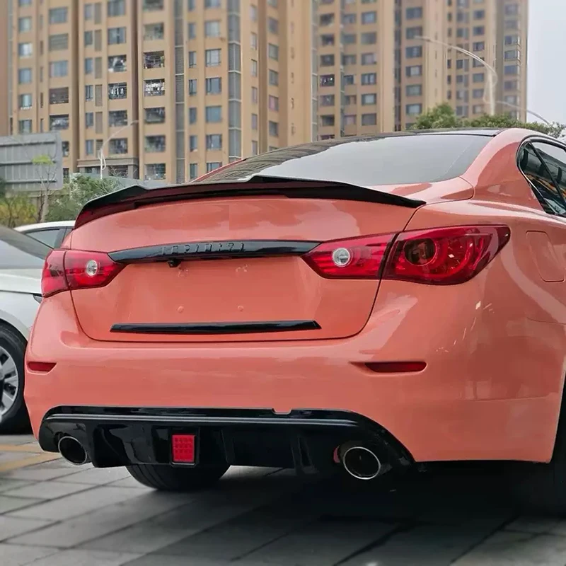 

Для Infiniti Q50 задний диффузор, бампер, губа 2014 2015 2016 2017, углеродное волокно, черный кронштейн багажника, спойлер, Стайлинг автомобиля