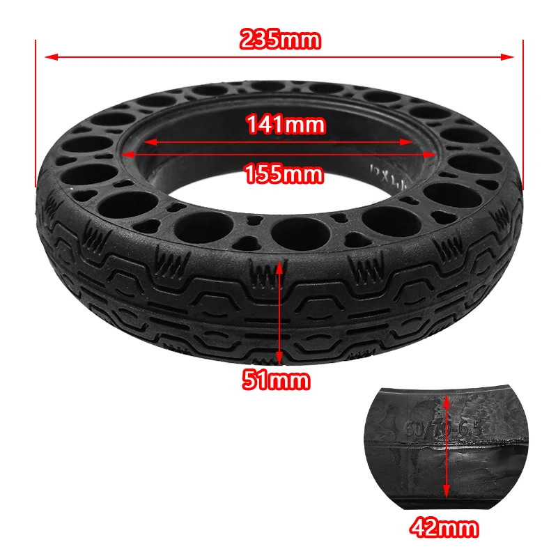 60/70-6.5 Honeycomb Hollow Solid Tire for Ninebot MAX G30 F30 F40 Electric Scooter Non-Pneumatic Rubber Damping Tyre