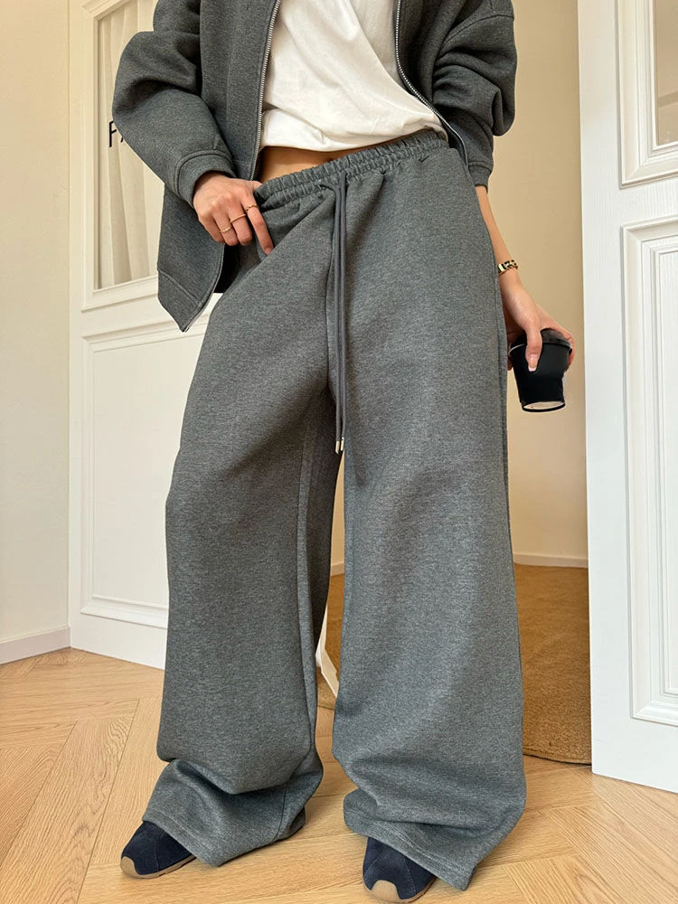 

HOUZHOU Vintage Y2k Baggy Gray Sweatpants Woman Oversized Korean Fashion Harajuku Pants Casual Classic Trousers Winter Autumn