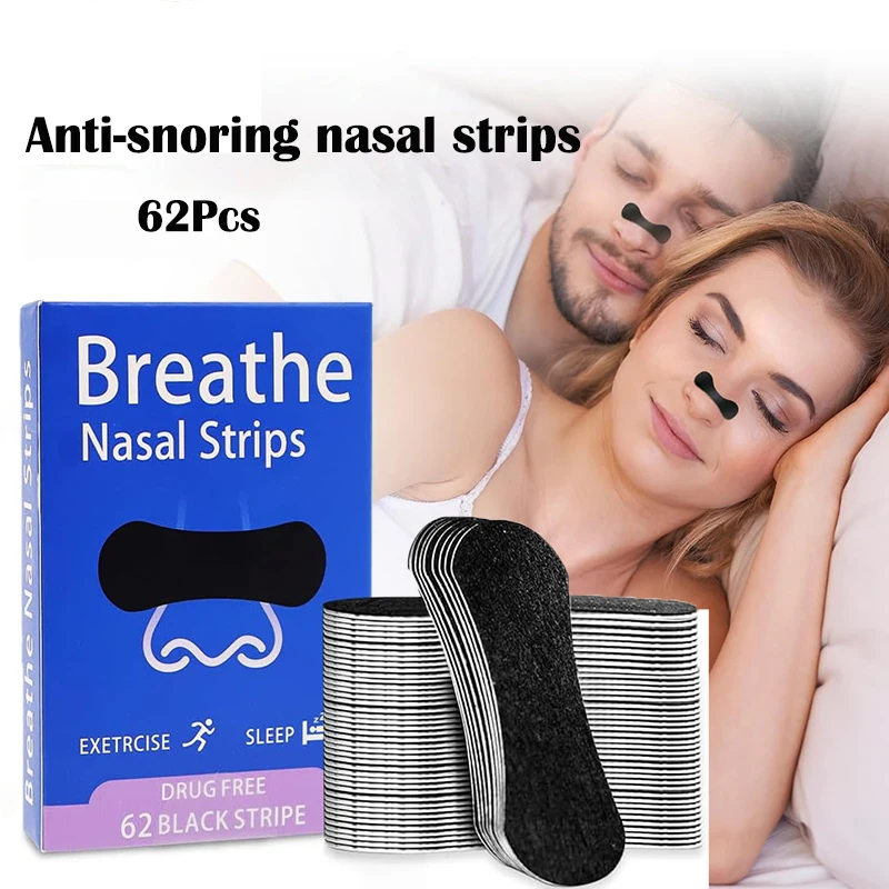 

62/186PCS Anti Snoring Nasal Strips Reduce Snoring Nose Patch Sleeping Patch Easier Breath Suitable for Sports Sleep Aid Decive