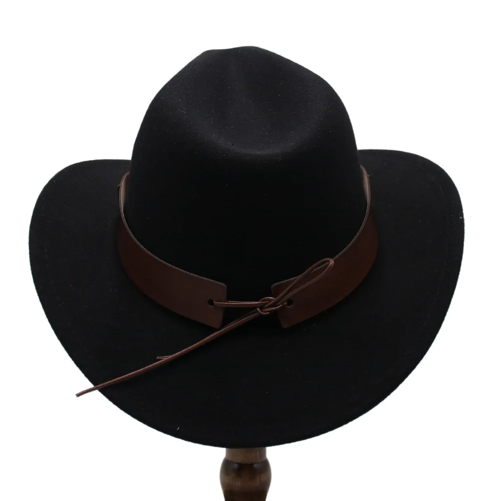European And American Two-color Black Hat Western Cowboy Hat Ethnic Style Jazz Hat Cow Head Felt Woolen Hat Men And Women