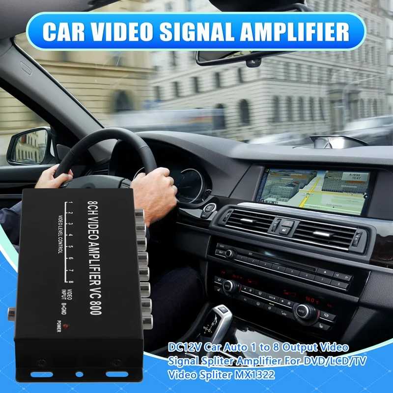 DC12V Car Auto 1 To 8 Output Video Signal Spliter Amplifier For DVD/LCD/TV Video Spliter MX1322