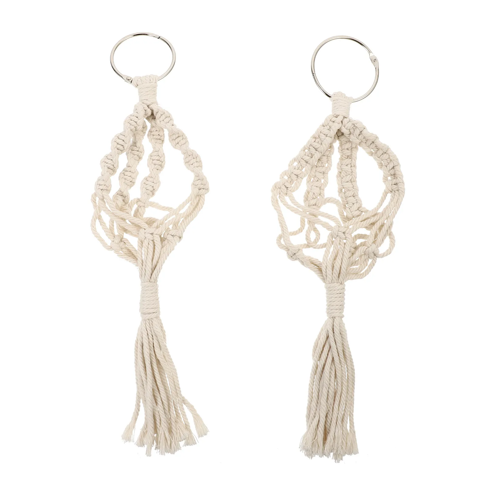 2Pcs Premium Cotton Macrame Hanging Planter Basket Flowerpot Hanger Woven Plant Pot Holder for Trailing Silk Plants Home