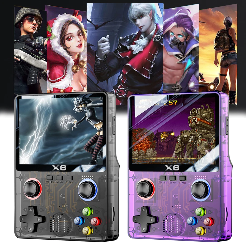 X6 Portable Video Game Console 2000mAh 3.5 Inch IPS Screen Video Gaming Console 8000 Games Support Double Player for Adults Kids