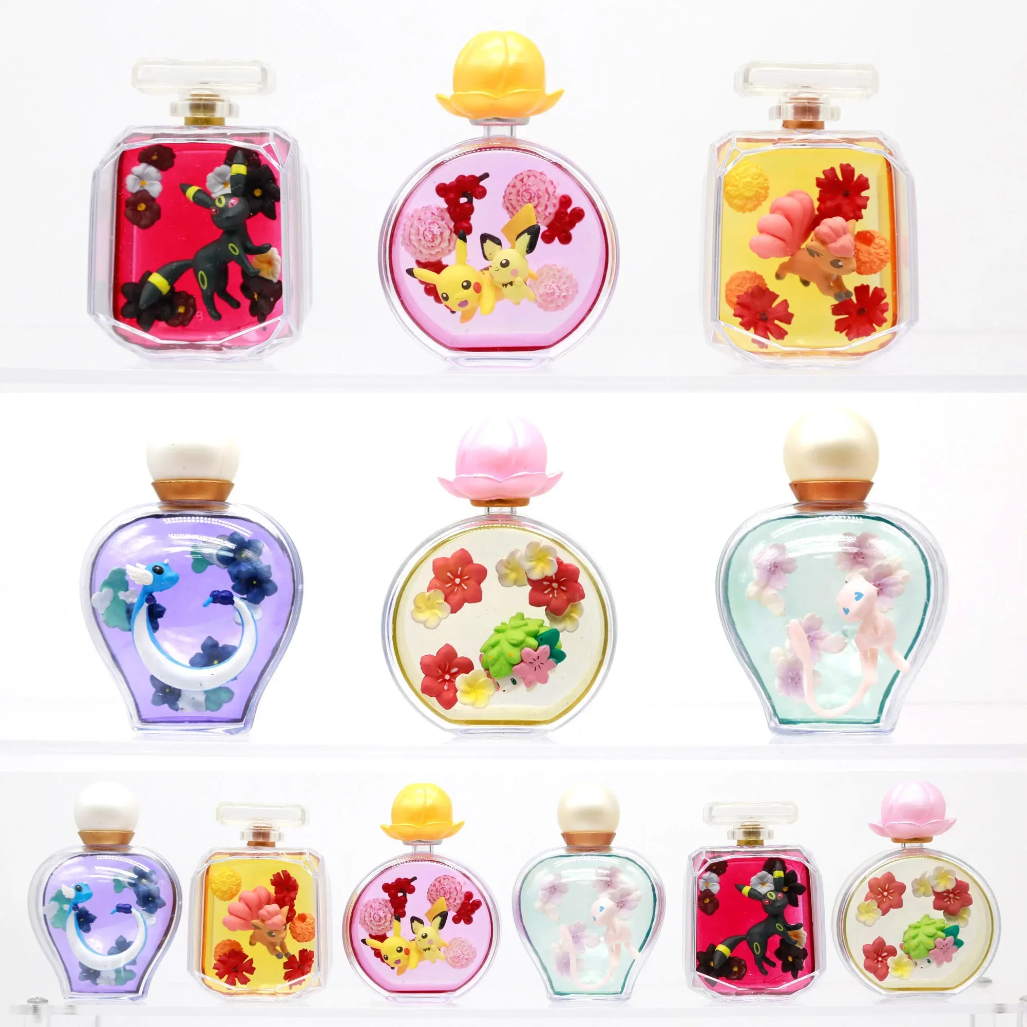 

Миниатюрный флакон духов Pokemon Petite Fleur слепая коробка реквизит для сцены Пикачу Пичу Райкон Мяу Хакуру Шаймин фигурки Коллекционные