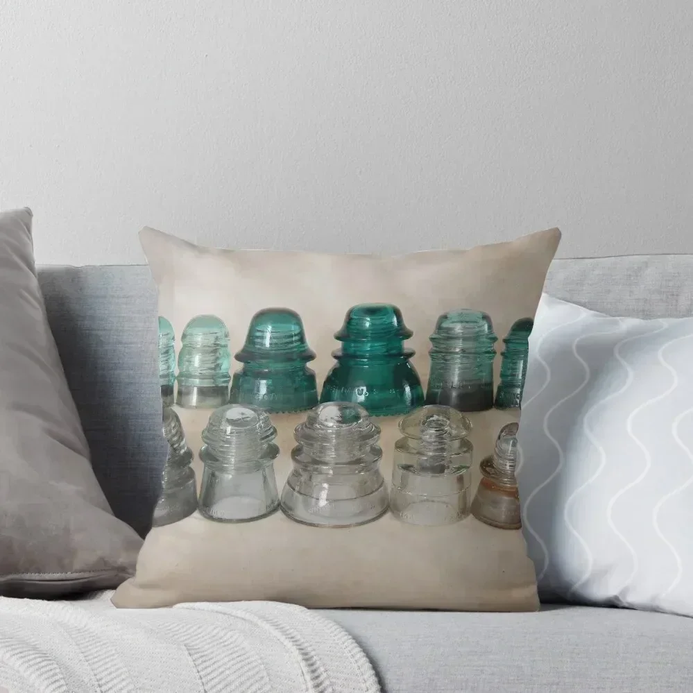 

Vintage Glass Insulators Throw Pillow pillow pillowcase Sitting Cushion luxury home accessories pillow