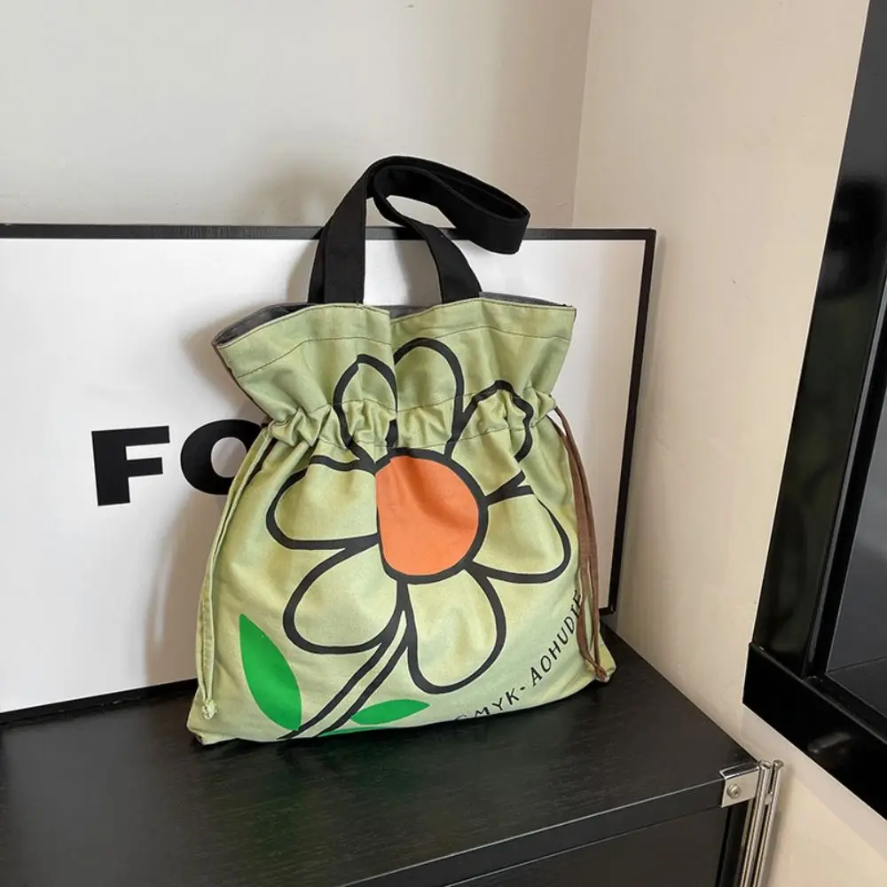 

Легкая корейская сумка на плечо с цветочным принтом, большая вместительная сумка на шнурке с принтом, модная милая сумка с принтом, сумка для хранения