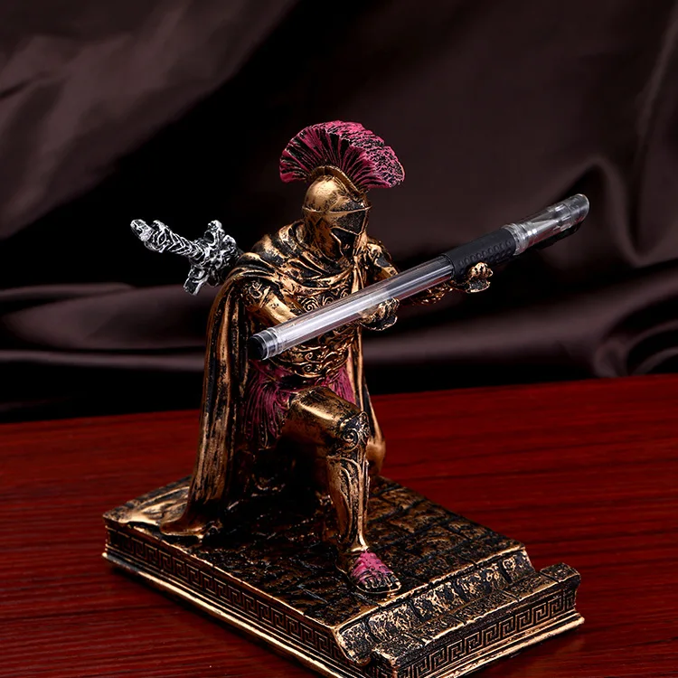 

Creative Roman Knight Executive Statue Ornament Living Room Office Desktop Bookshelf Home Decoration Pen Holder Styling Decorati