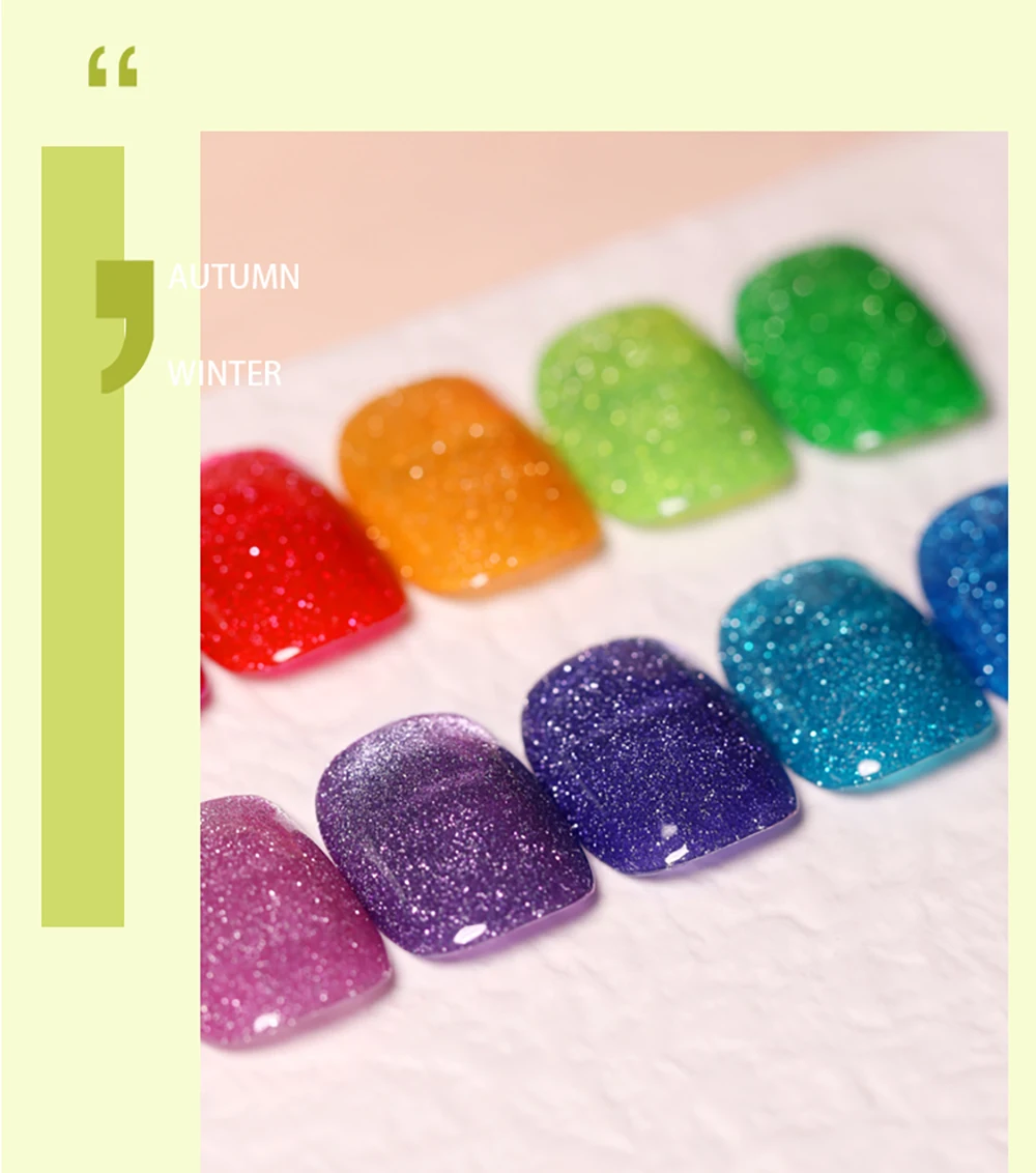 Vendeeni 10 Farben/Set Fluoreszierender Diamant-Katzenaugen-Gel-Nagellack Glitzer Magnetischer UV-Soak-Off-Gel-Lack mit Display – Detail 7