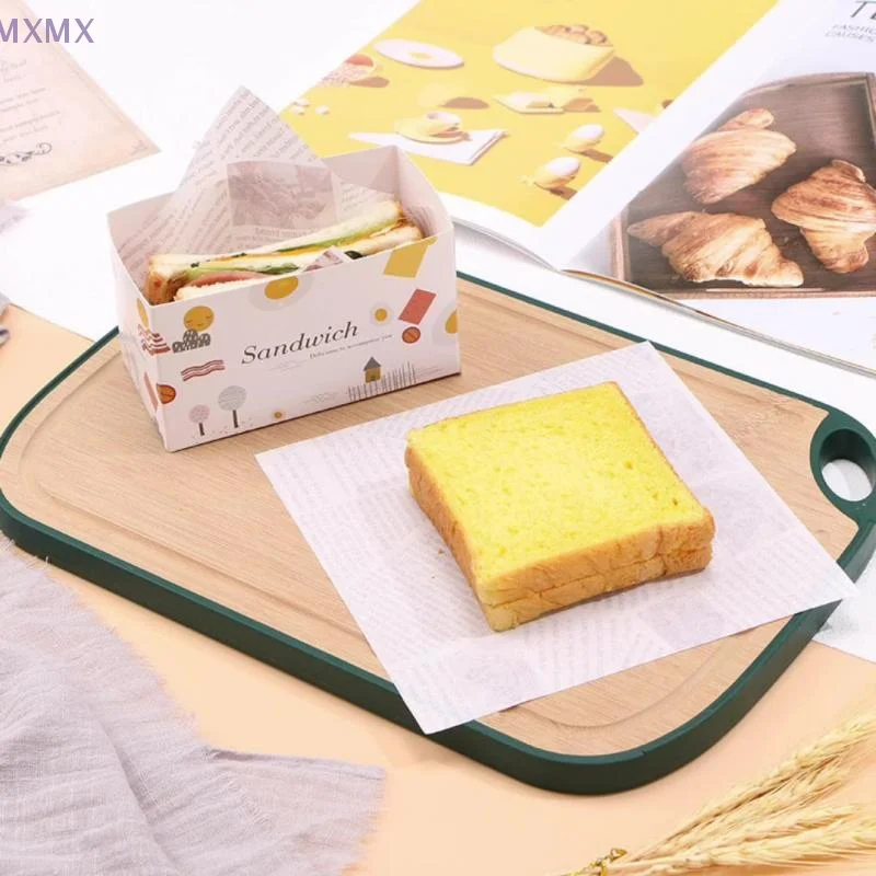 

50pcs Baking Package Food Pack Greaseproof Paper Bag Sandwich Donut Bread Wrapper Hamburger Kitchen Accessory 18*18cm