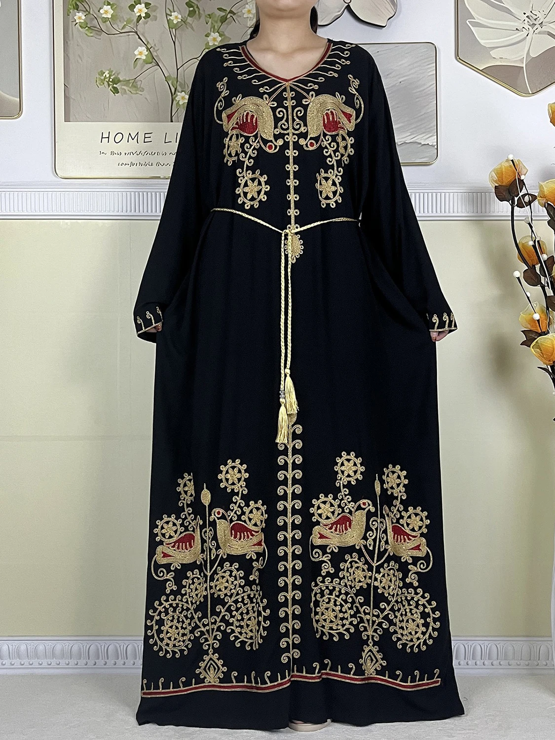 Abayas muçulmanas para mulheres vestido 2024 nova moda bordar algodão manga comprida solta femme africano islam mulher vestidos com cachecol