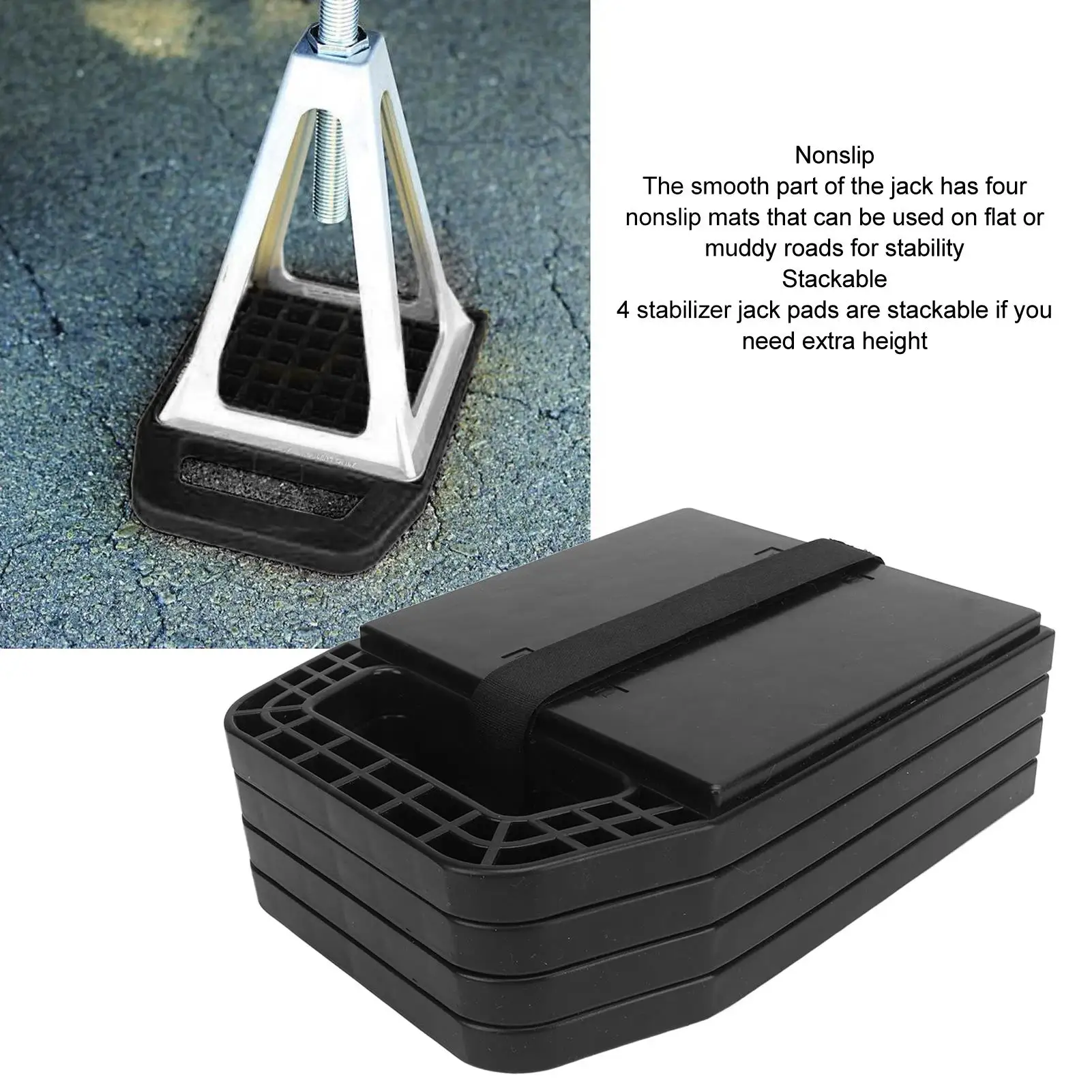 Lightweight RV Jack Leveling Block Pad Prevents Sinking, Reinforced Structure, Weatherproof for camper