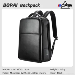 BOPAI 2022 Men Backpack 15.6 Inch Laptop Business Widen Backpack USB Charging Bag Trip Outdoor Male Wet Dry Separation Backpack