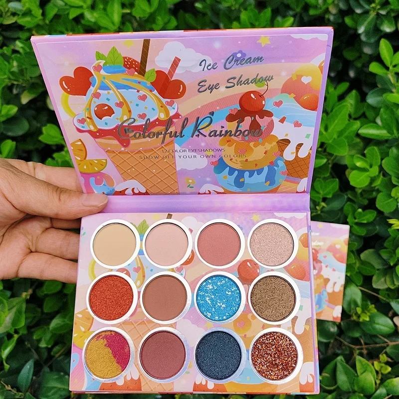 Nueva paleta de sombra de ojos de fiesta de 12 colores, paleta brillante mate nacarado, maquillaje de escenario, paleta de maquillaje para Cosplay, maquillaje para mujeres