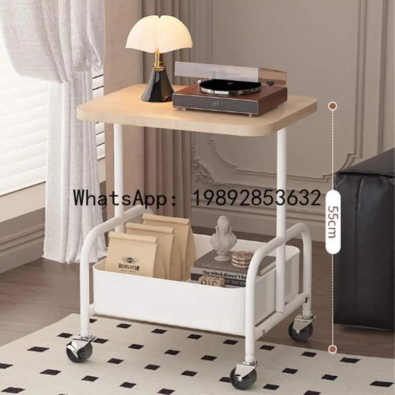 ZF Household Movable Sofa Side Table Living Room Storage Trolley Simple Desktop Coffee Table
