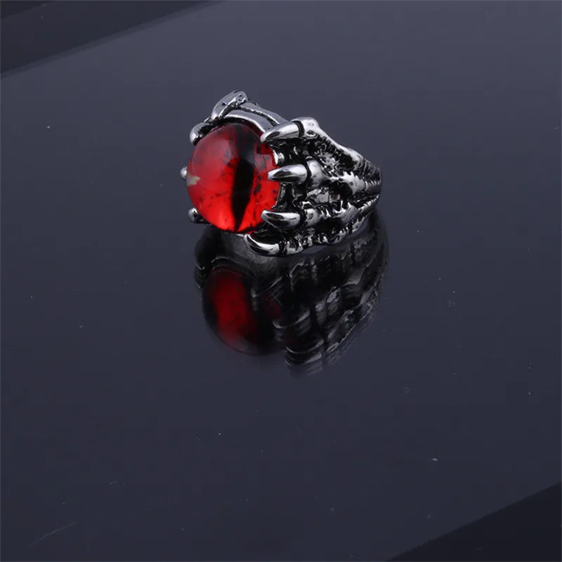 Vintage Gothic Men\'s Punk Colorful Evil Eye Rings For Men Women Fashion Demon Dragon Claw Ring Biżuteria męska Akcesoria Prezenty