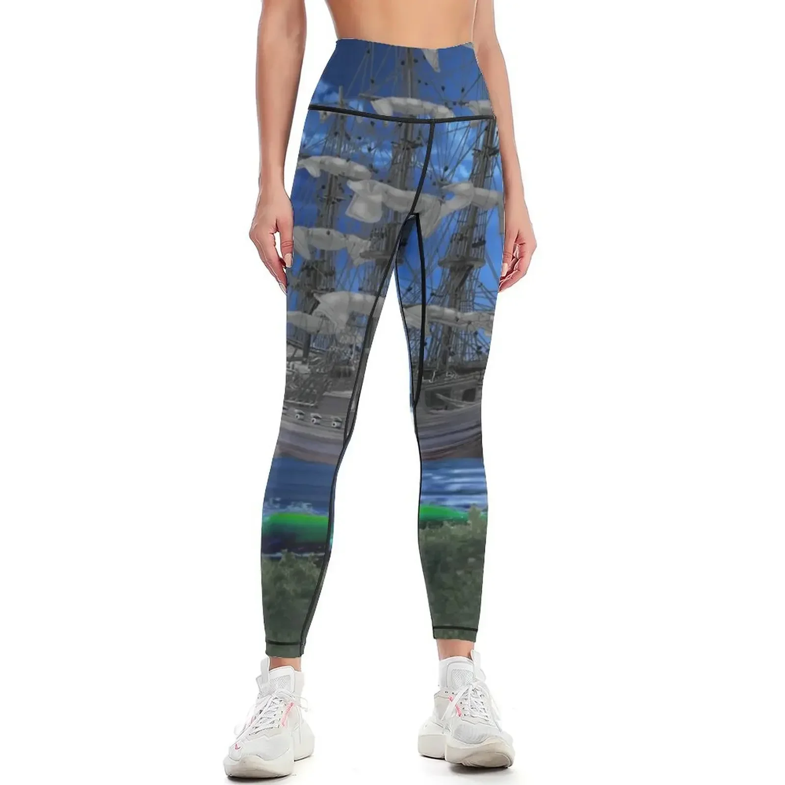 

Mystical Moonlit Pirate Ship Leggings gym womans Women's sports for girls sports for gym Womens Leggings