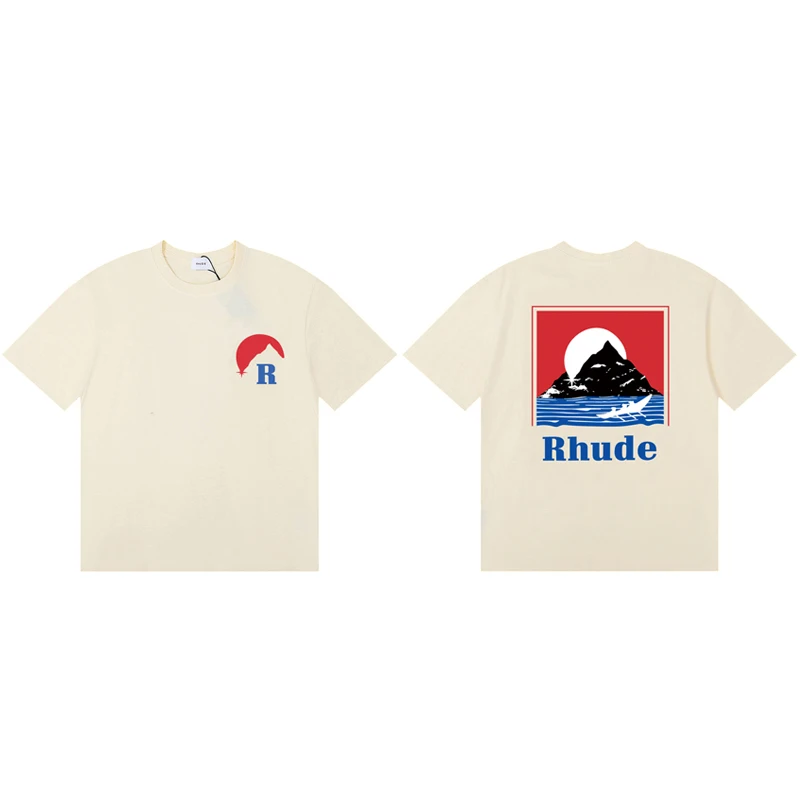 Streetwear Trend Rhude T-shirt Casual logo print korte mouw zomer heren dames hoge kwaliteit katoenen top tee - afbeelding 1