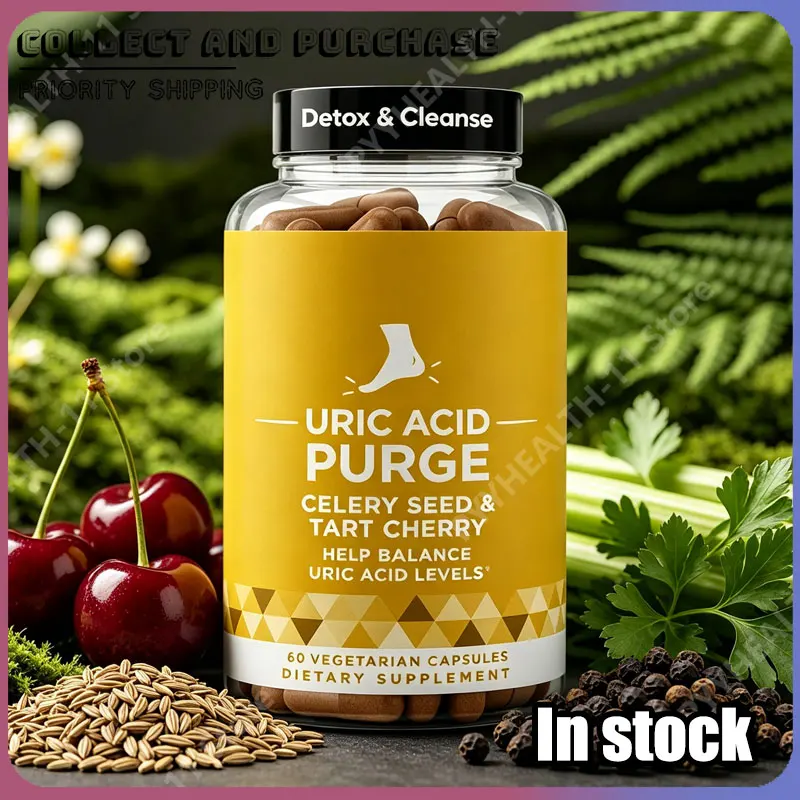

Plant-Based Antioxidant Capsules with Tart Cherry & Celery Seed, Cleanse 5-in-1 Formula Daily Wellness Support, 60 Capsules