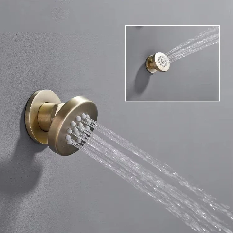 Black Golden Body Sprays Square Shower Spa Massage Body Jets Chrome Concealed Shower Spray Head Faucet Accessory