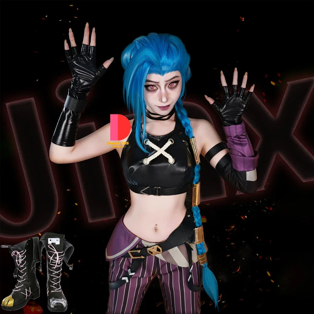 

High Quality Game LOL Arcane 2 Loose Cannon Jinx Cosplay Costume for Women Wig Shoes Outfit Sexy Carnival Costume Anime Clothes