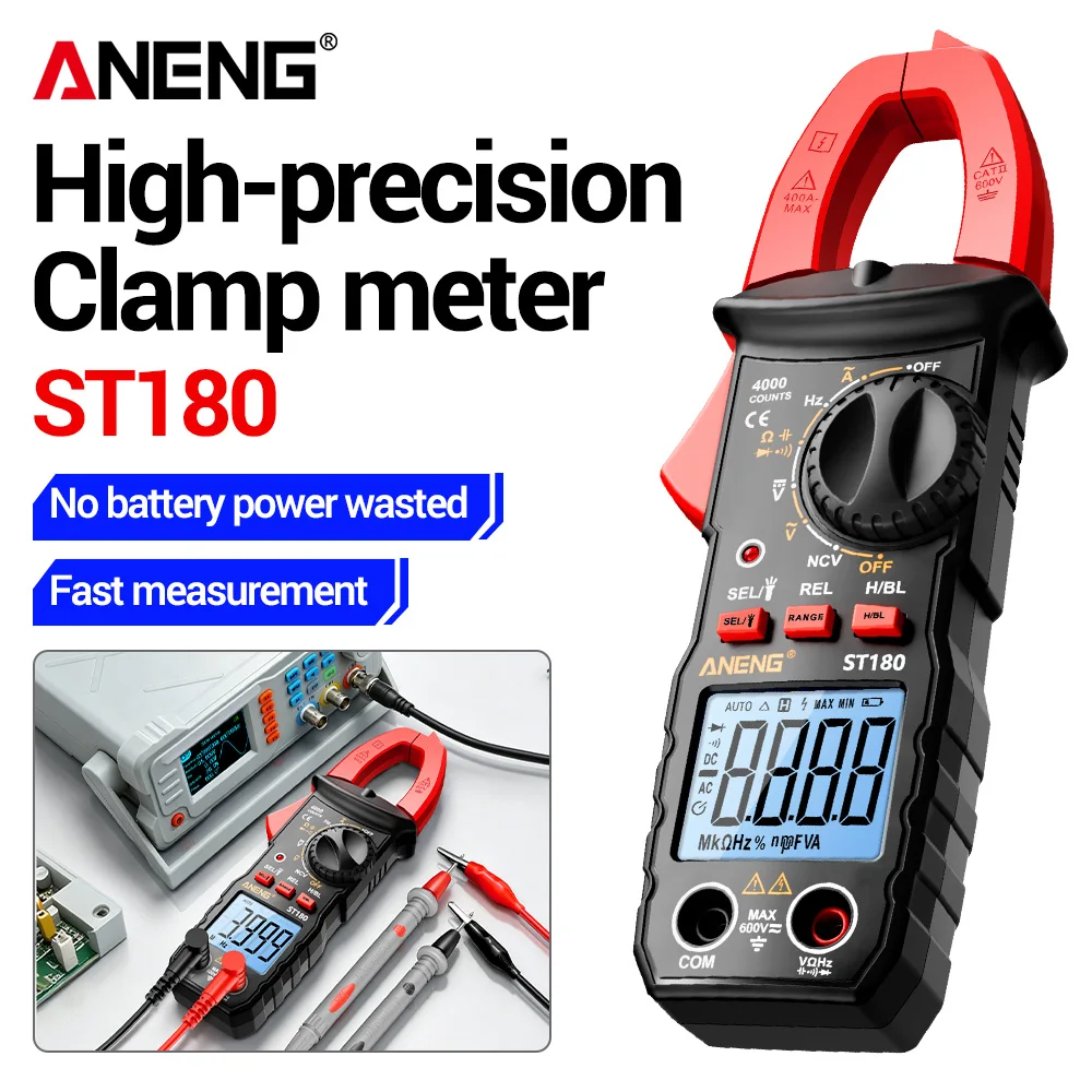 Multimeter Clamp Meter Digital Smart Detector ANENG ST180 Non-contact Induction AC/DC Voltage Capacitance 4000 Counts Tester Too